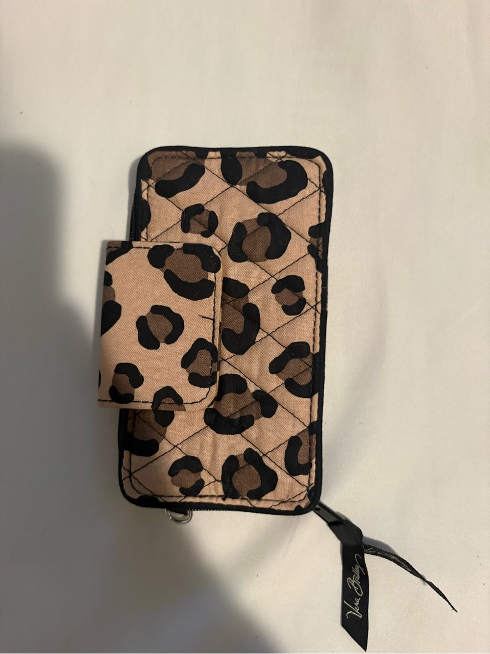 Vera Bradley Quilted Leopard Print Phone Wallet - Beige, Brown & Black